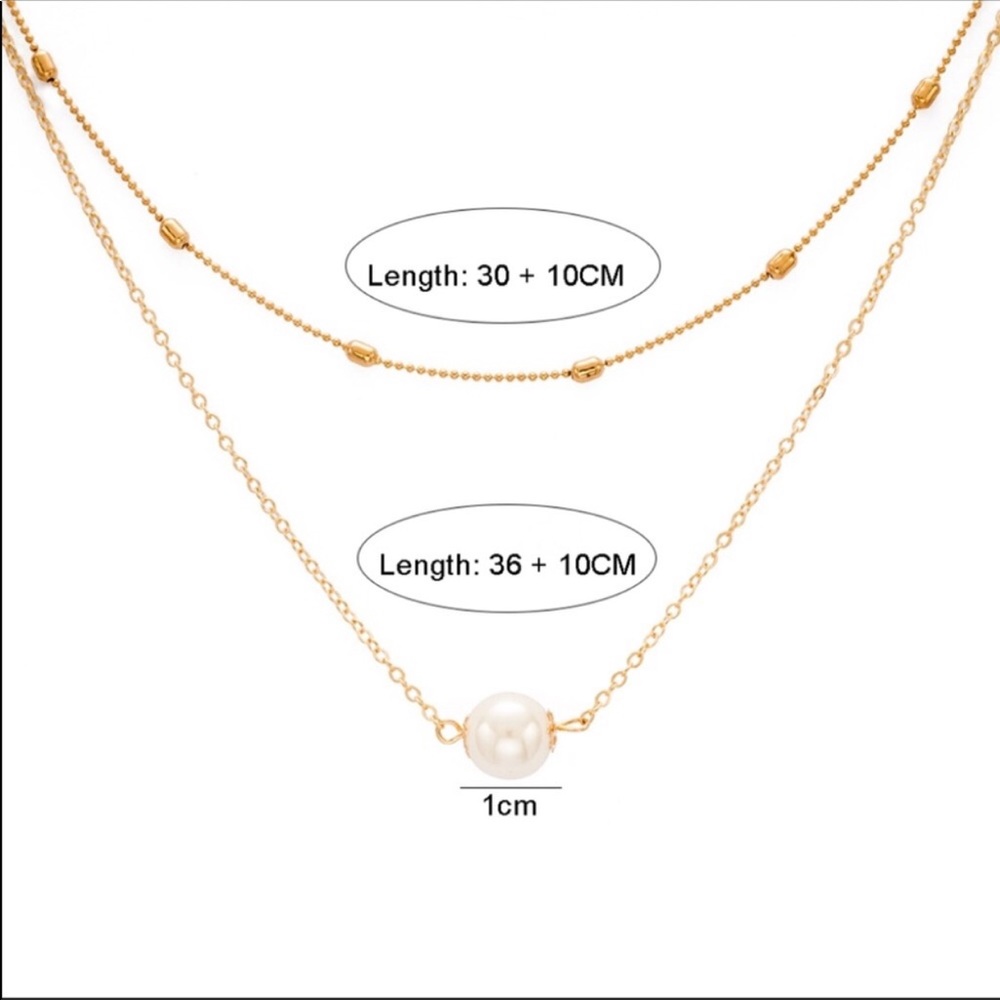 Double layer pearl necklace choker - Picture 4 of 7